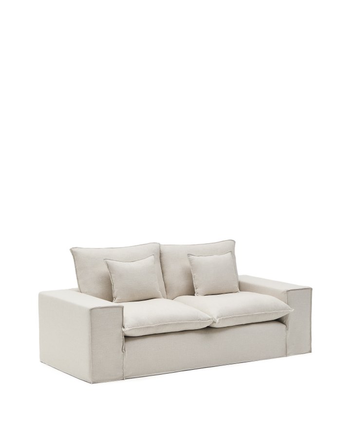 KAVE HOME Anarela 2-pers. sofa, m. aftageligt betr�k og hynder - beige h�r (240cm)