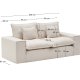 KAVE HOME Anarela 2-pers. sofa, m. aftageligt betr�k og hynder - beige h�r (240cm)