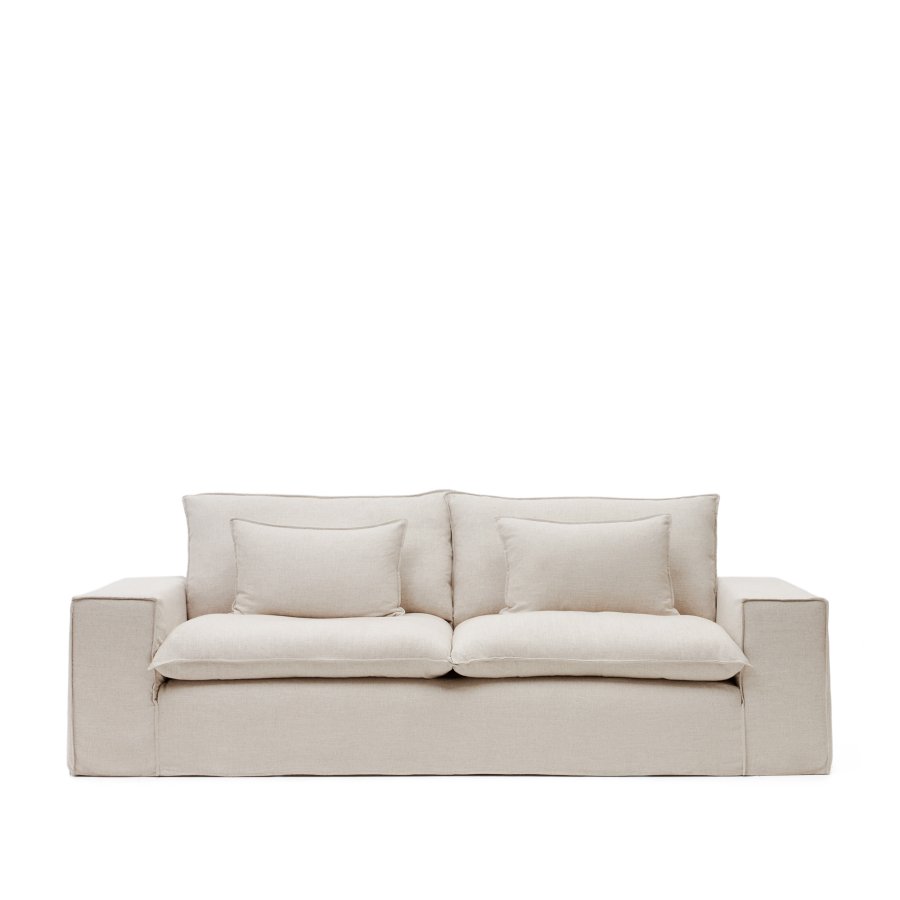 KAVE HOME Anarela 3 pers. sofa, m. aftageligt betrk - beige hrhynder (280cm)