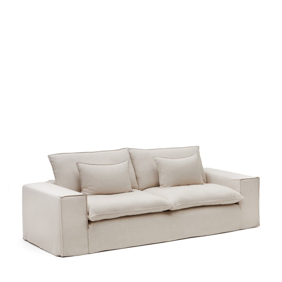 KAVE HOME Anarela 3 pers. sofa, m. aftageligt betrk - beige hrhynder (280cm)
