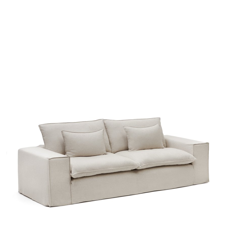 KAVE HOME Anarela 3 pers. sofa, m. aftageligt betrk - beige hrhynder (280cm)
