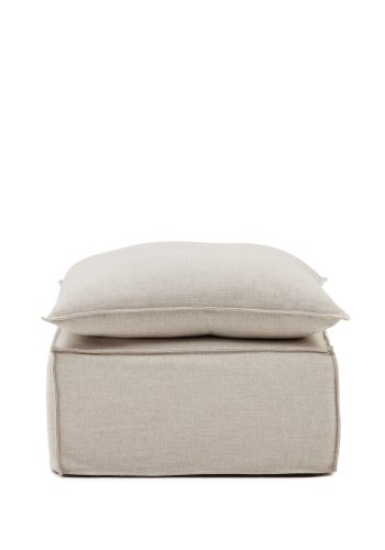 KAVE HOME Anarela puff, firkantet - med avtagbart trekk og beige lintrekk (80x80)