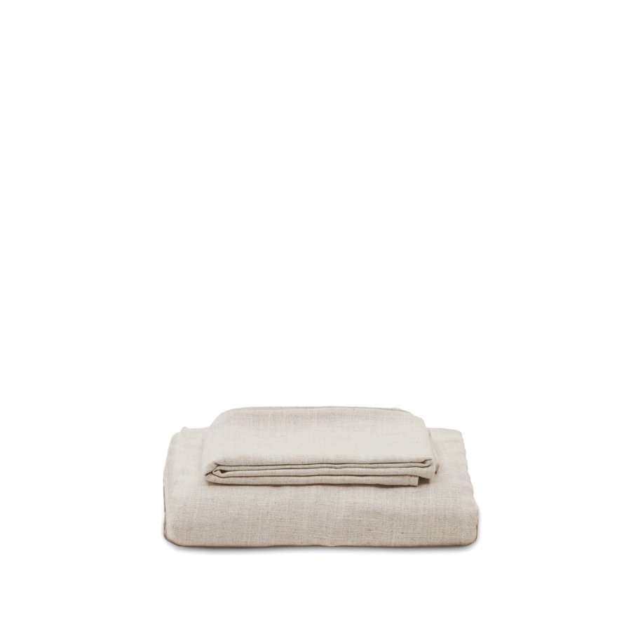 KAVE HOME Anarela puff med lintrekk, firkantet - beige lin (80x80)