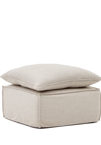 KAVE HOME Anarela puff med lintrekk, firkantet - beige lin (80x80)