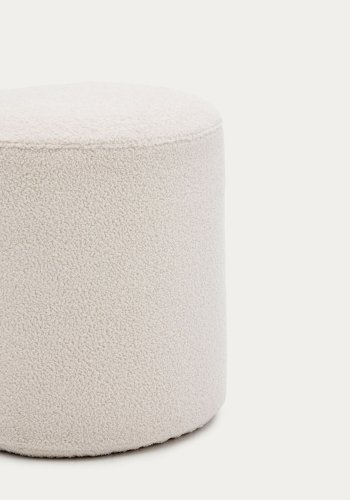 KAVE HOME Kaeli fotsttte, m. avtagbart deksel, rund - krem ​​resirkulert bouclé (43)