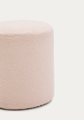 KAVE HOME Kaeli fotsttte, m. avtagbart deksel, rund - rosa resirkulert bouclé (43)