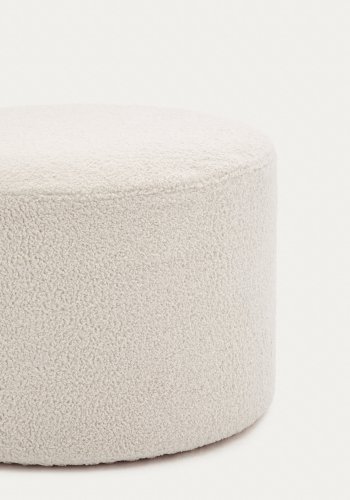 KAVE HOME Kaeli fotsttte, m. avtagbart deksel, rund - krem ​​resirkulert bouclé (60)