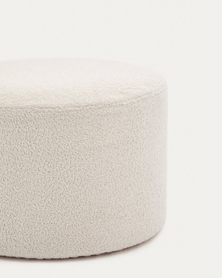 KAVE HOME Kaeli fotsttte, m. avtagbart deksel, rund - krem ​​resirkulert bouclé (60)