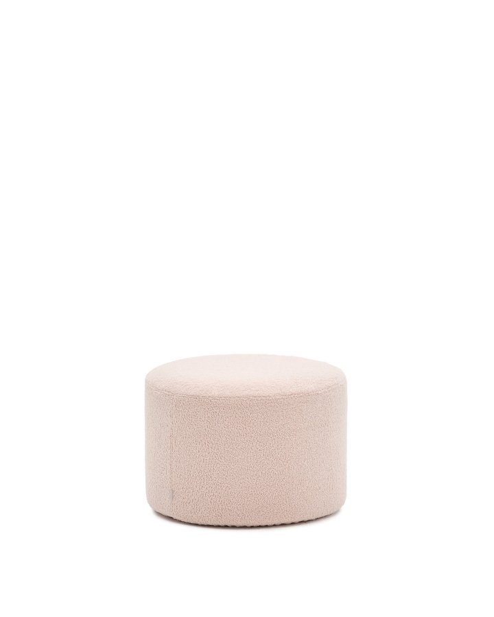 KAVE HOME Kaeli fotsttte, m. avtagbart deksel, rund - rosa resirkulert bouclé (60)