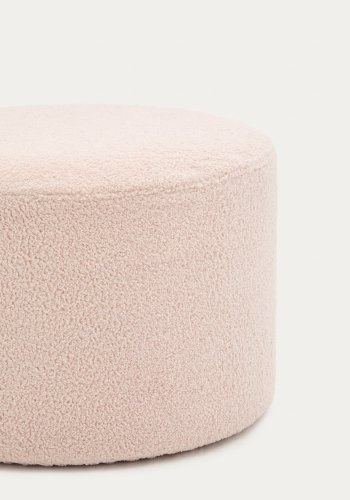 KAVE HOME Kaeli fotsttte, m. avtagbart deksel, rund - rosa resirkulert bouclé (60)