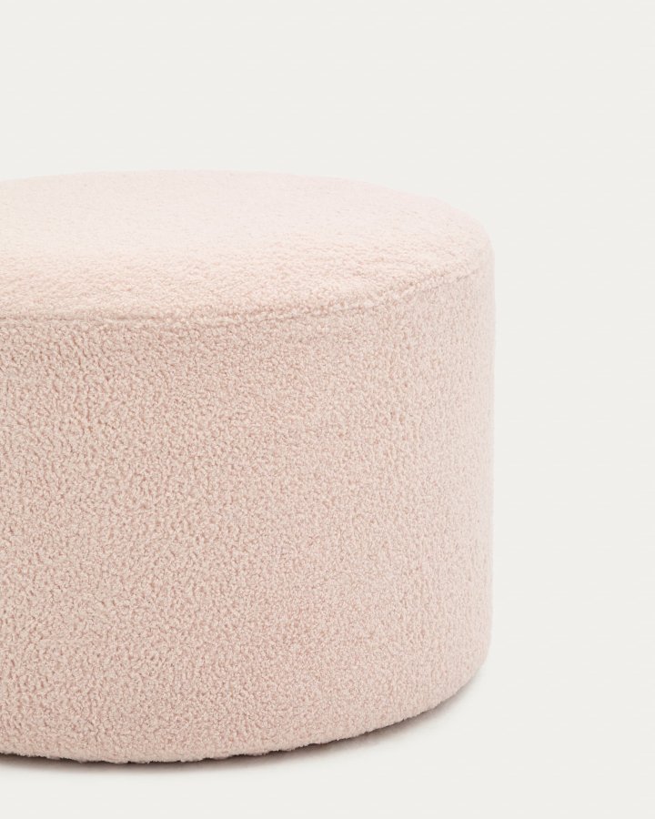 KAVE HOME Kaeli fotsttte, m. avtagbart deksel, rund - rosa resirkulert bouclé (60)