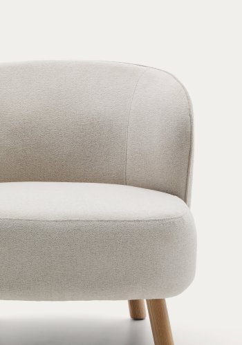 KAVE HOME Ulit lenestol - beige chenillestoff og naturlig b�ketre