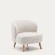 KAVE HOME Ulit lenestol - beige chenillestoff og naturlig b�ketre