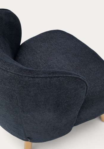 KAVE HOME Ulit lenestol - blgrtt chenillestoff og naturlig bketre
