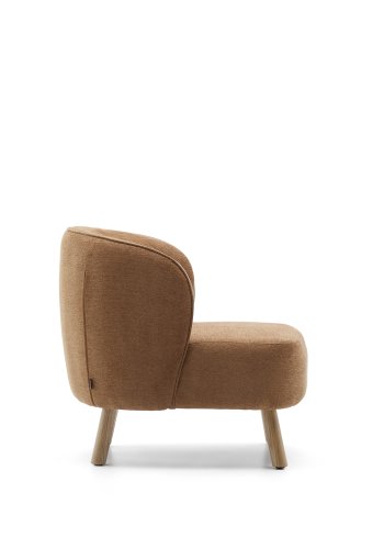 KAVE HOME Ulit Sessel - Terrakotta-Chenille-Stoff und natürliches Buchenholz