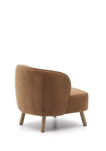 KAVE HOME Ulit Sessel - Terrakotta-Chenille-Stoff und natürliches Buchenholz