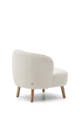 KAVE HOME Ulit lenestol - hvitt boucléstoff og naturlig bketre