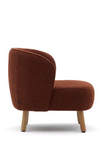KAVE HOME Ulit Sessel - Terrakotta-Bouclé-Stoff und natürliches Buchenholz