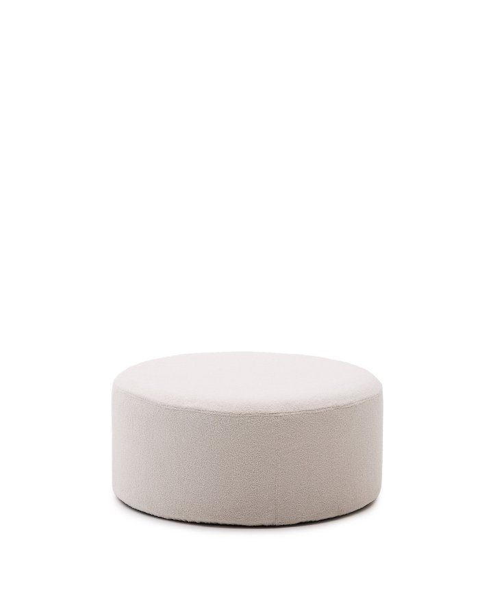 KAVE HOME Kaeli fotsttte, m. avtagbart deksel, rund - krem ​​resirkulert bouclé (90)