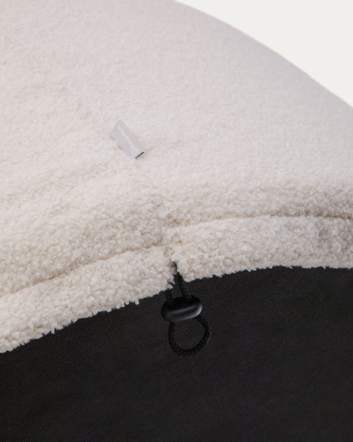 KAVE HOME Kaeli fotsttte, m. avtagbart deksel, rund - krem ​​resirkulert bouclé (90)