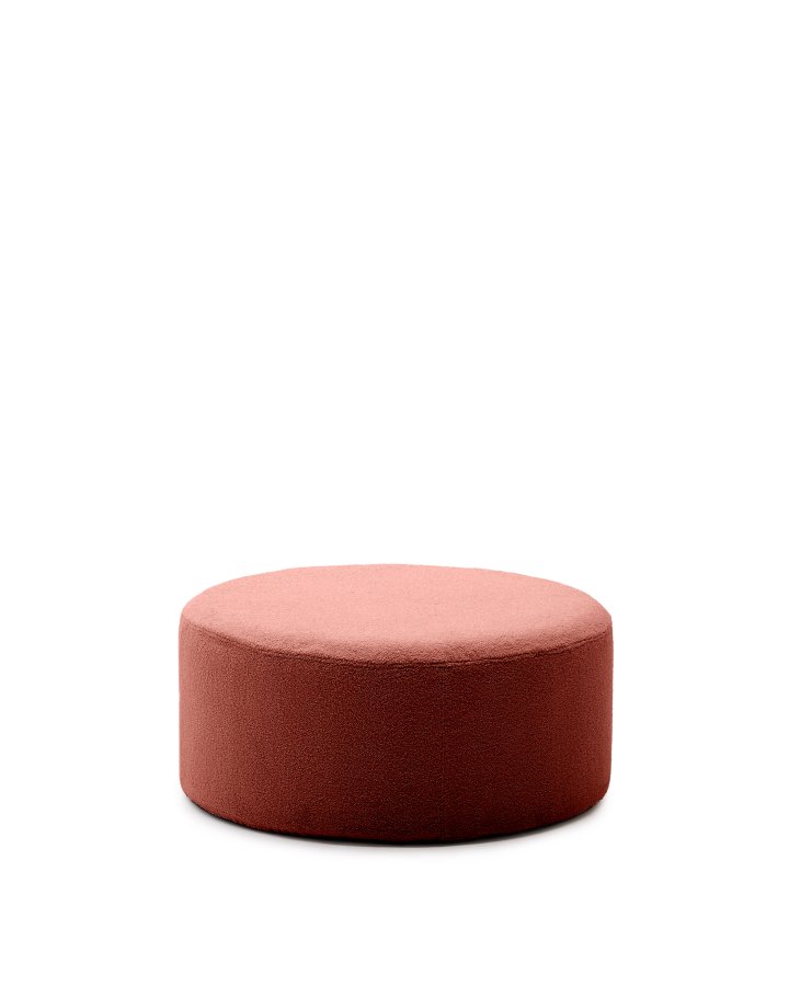 KAVE HOME Kaeli fotsttte, m. avtagbart deksel, rund - terrakotta resirkulert bouclé (90)