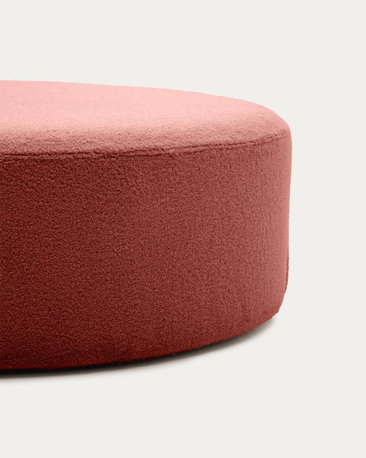 KAVE HOME Kaeli fotsttte, m. avtagbart deksel, rund - terrakotta resirkulert bouclé (90)