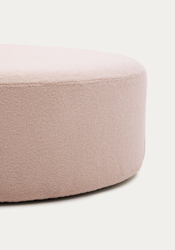 KAVE HOME Kaeli fotsttte, m. avtagbart deksel, rund - rosa resirkulert bouclé (90)