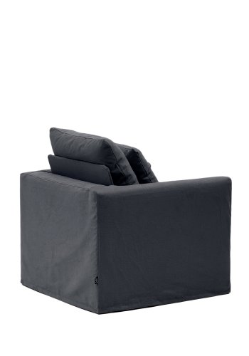 KAVE HOME Nora lenestol med avtagbart trekk og pute i antrasittgr lin og bomull, 92 cm