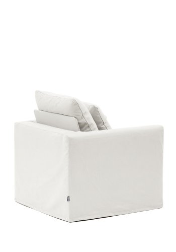 KAVE HOME Nora lenestol, med armlener og avtagbart trekk - ecru lin og bomull (B:92)