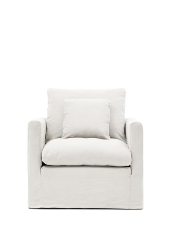 KAVE HOME Nora lenestol, med armlener og avtagbart trekk - ecru lin og bomull (B:92)