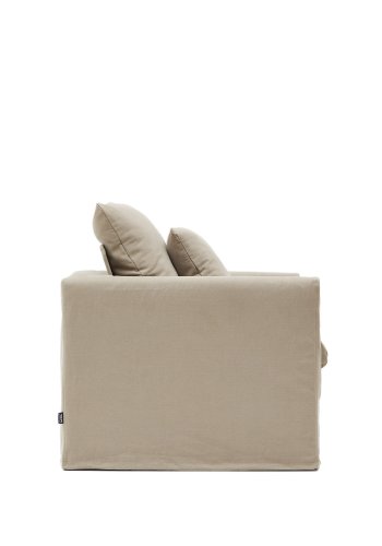 KAVE HOME Nora lenestol, med armlener og avtagbart trekk - taupe lin og bomull (B:92)