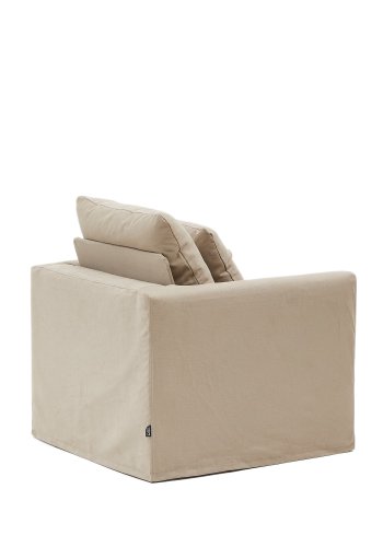 KAVE HOME Nora lenestol, med armlener og avtagbart trekk - taupe lin og bomull (B:92)