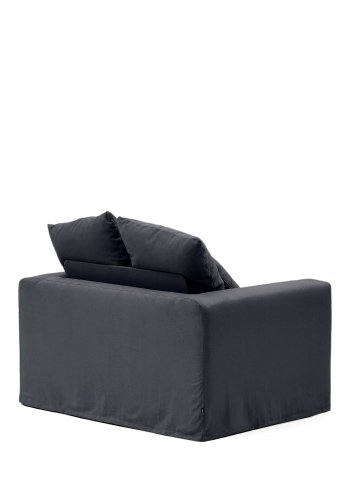 KAVE HOME Nora lenestol, med armlener og avtagbart trekk - antrasittgr lin og bomull (B:140)