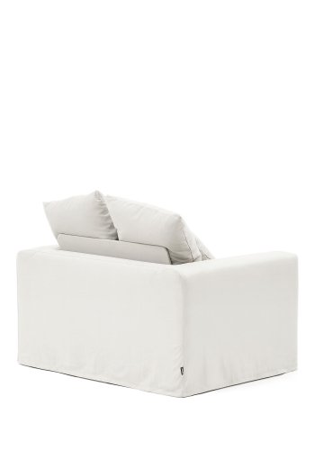 KAVE HOME Nora lenestol, med armlener og avtagbart trekk - ecru lin og bomull (B:140)