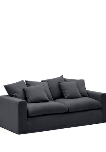 KAVE HOME Nora 3-manns sofa, med armlener og avtagbart trekk - antrasittgr lin og bomull (B:240)