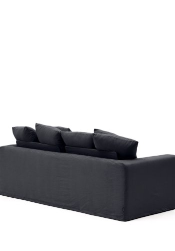 KAVE HOME Nora 3-manns sofa, med armlener og avtagbart trekk - antrasittgr lin og bomull (B:240)