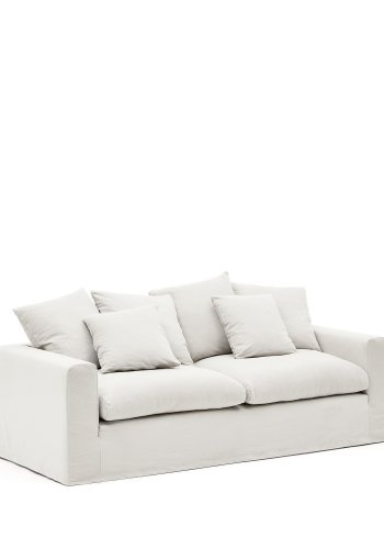 KAVE HOME Nora 3-manns sofa, med armlener og avtagbart trekk - ecru lin og bomull (B:240)