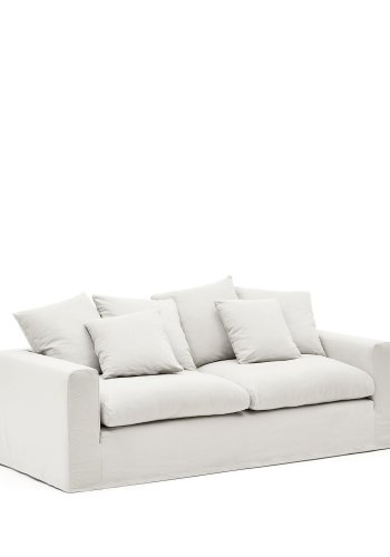 KAVE HOME Nora 3-manns sofa, med armlener og avtagbart trekk - ecru lin og bomull (B:240)
