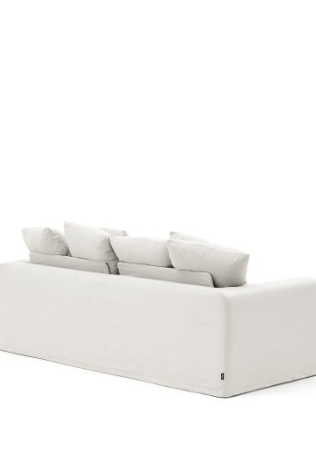 KAVE HOME Nora 3-manns sofa, med armlener og avtagbart trekk - ecru lin og bomull (B:240)