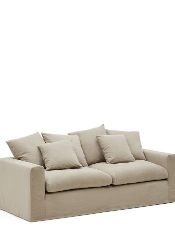 KAVE HOME Nora 3-manns sofa, med armlener og avtagbart trekk - taupe lin og bomull (B:240)