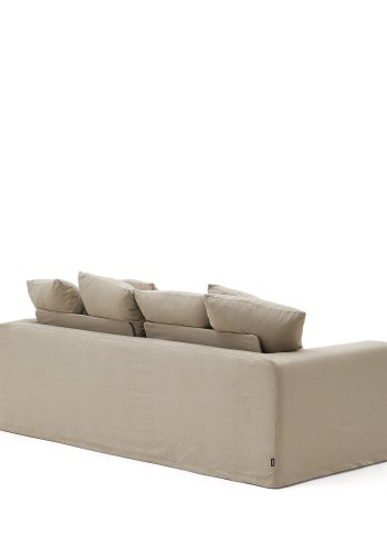 KAVE HOME Nora 3-manns sofa, med armlener og avtagbart trekk - taupe lin og bomull (B:240)