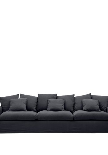 KAVE HOME Nora 4-manns sofa, med armlener og avtagbart trekk - antrasittgr lin og bomull (B:340)