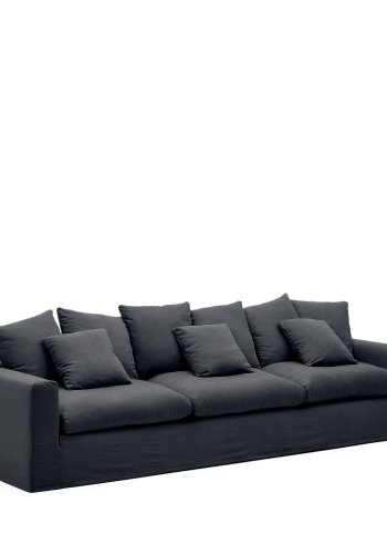 KAVE HOME Nora 4-manns sofa, med armlener og avtagbart trekk - antrasittgr lin og bomull (B:340)