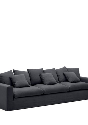 KAVE HOME Nora 4-manns sofa, med armlener og avtagbart trekk - antrasittgr lin og bomull (B:340)