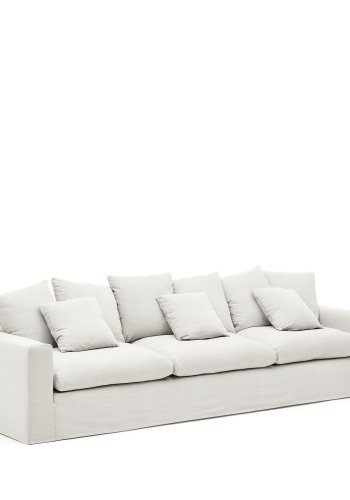 KAVE HOME Nora 4-manns sofa, med armlener og avtagbart trekk - ecru lin og bomull (B:340)