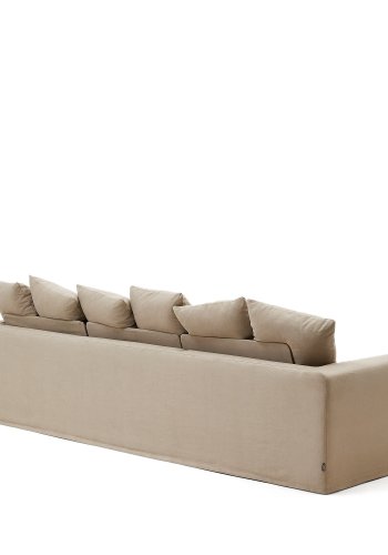 KAVE HOME Nora 4-manns sofa, med armlener og avtagbart trekk - taupe lin og bomull (B:340)