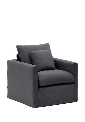 KAVE HOME Nora trekk til lenestol - antrasittgr lin og bomull (B:92)