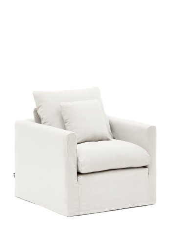 KAVE HOME Nora trekk til lenestol - ecru lin og bomull (B:92)