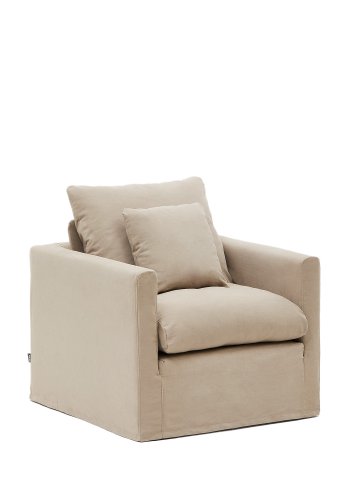 KAVE HOME Nora trekk til lenestol - taupe lin og bomull (B:92)