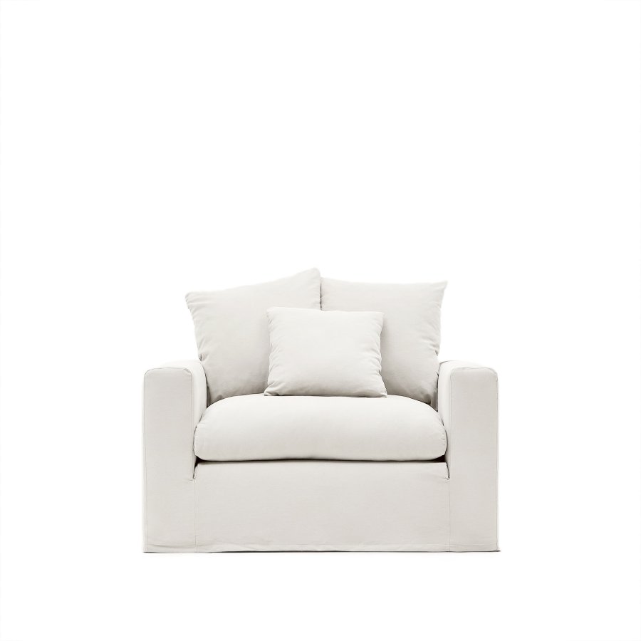 KAVE HOME Nora trekk til lenestol - ecru lin og bomull (B:140)